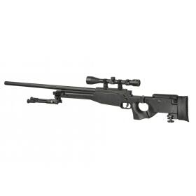 Softair - Sniper - Well AW .338 Sniper Rifle Set Upgraded-Schwarz - ab 18, über 0,5 Joule