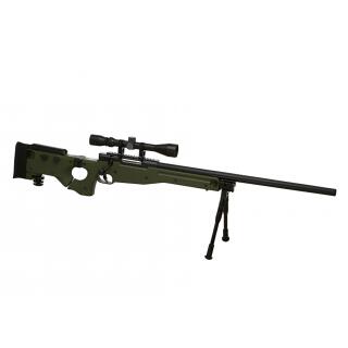 Softair - Sniper - Well AW .338 Sniper Rifle Set Upgraded-OD - ab 18, über 0,5 Joule