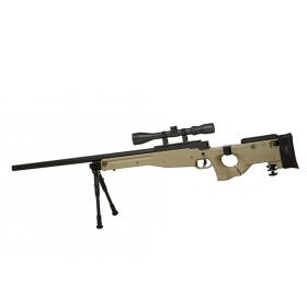 Softair - Sniper - Well AW .338 Sniper Rifle Set Upgraded-Tan - ab 18, über 0,5 Joule