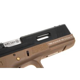 Softair - Pistole - WE - G-Force 17 BK Silver Barrel Metal Version GBB desert - ab 18, ber 0,5 Joule
