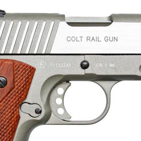 SET !!! Softair - Pistol - KWC - Colt 1911 Railgun Stainless CO2 GBB - from 18, over 0.5 joules