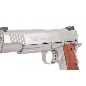 SET !!! Softair - Pistol - KWC - Colt 1911 Railgun Stainless CO2 GBB - from 18, over 0.5 joules