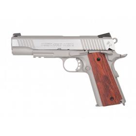 SET !!! Softair - Pistol - KWC - Colt 1911 Railgun Stainless CO2 GBB - from 18, over 0.5 joules