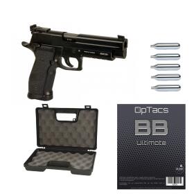 SET !!! Softair - Pistole - KWC - P226 Match Full Metal Co2 GBB - ab 18 Jahre über 0,5 Joule