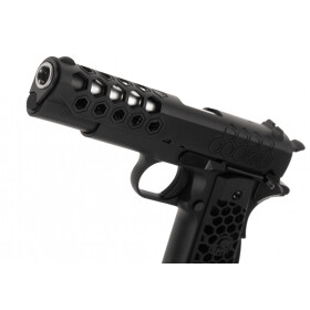 SET !!! Softair - Pistole - WE - M1911 Hex Cut Full Metal GBB black - ab 18, über 0,5 Joule