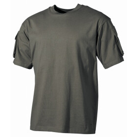 US T-Shirt, halbarm, oliv,mit Ärmeltaschen