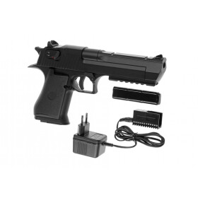 Softair Pistole Cyma CM121 Airsoft .50 AE AEP Black + Optacs Patch inkl. NIMH Akku & Ladegerät