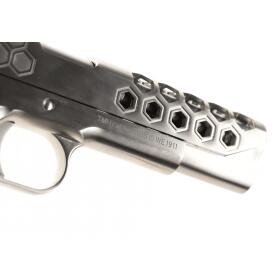 Softair - Pistole - WE - M1911 Hex Cut Full Metal GBB silber - ab 18, über 0,5 Joule