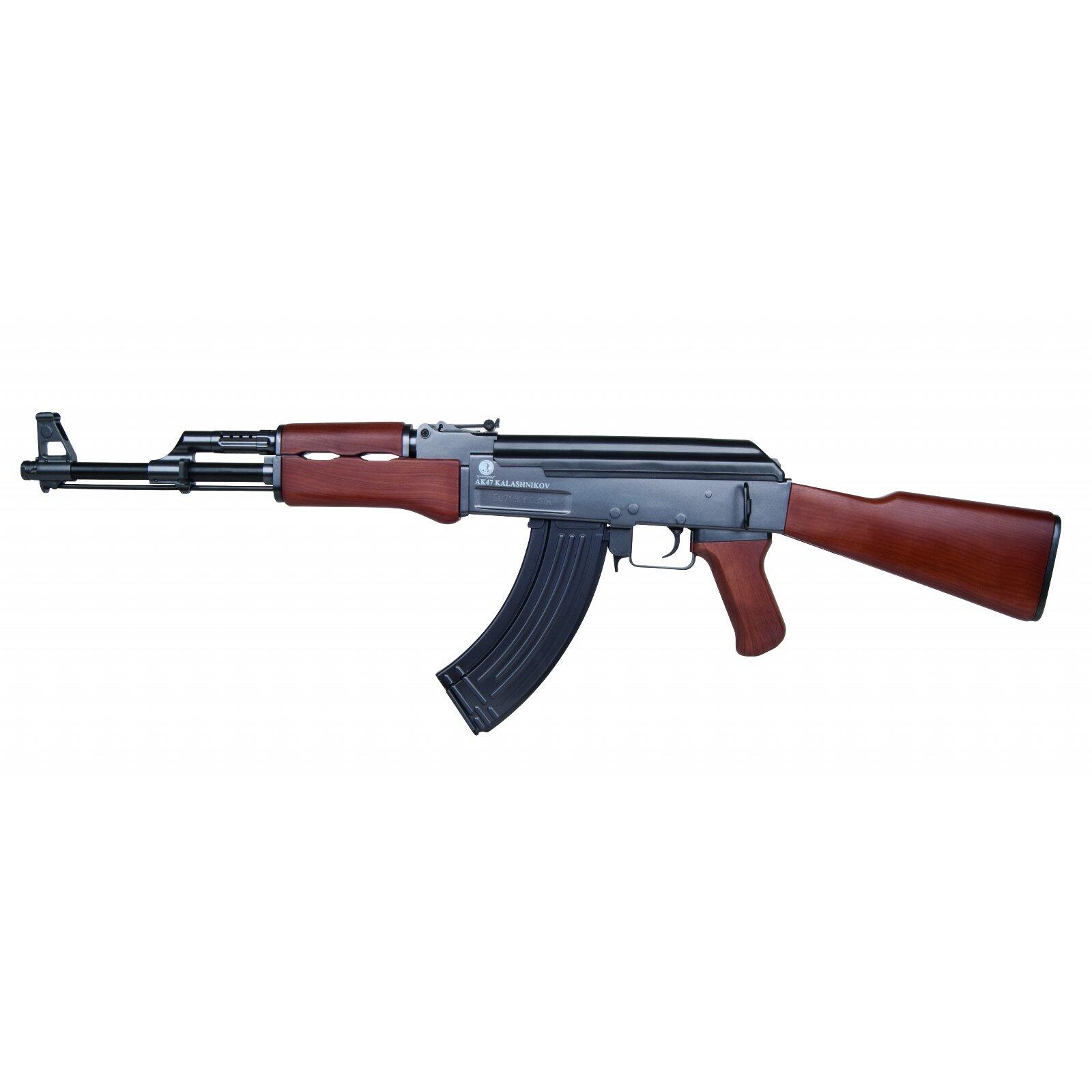 Kalashnikov AK-47 wood Softair Gewehr Federdruck Holzoptik <0,5 Joule mit Kugeln 