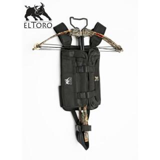 elTORO carrying system for crossbows in black with many pockets