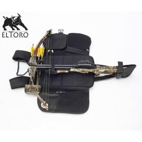 elTORO carrying system for crossbows in black with many pockets